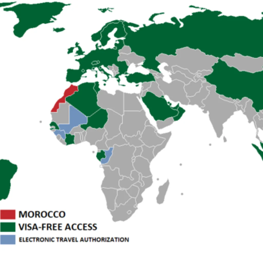 Visa Policy Map of morocco - tours in all Morocco